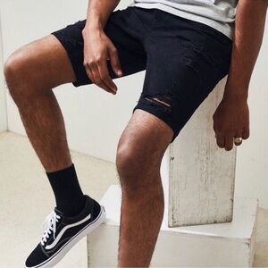 PacSun Black Ripped distressed Cotton Jean Shorts Waist 31